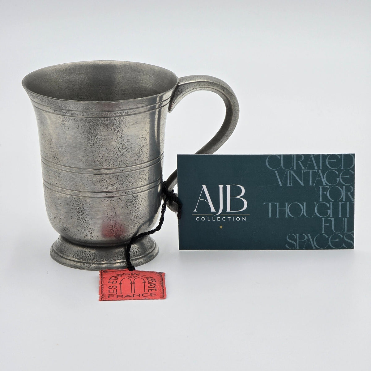 Vintage Les Etains de L'Abbaye French Pewter Pitcher Cup Mid-Century