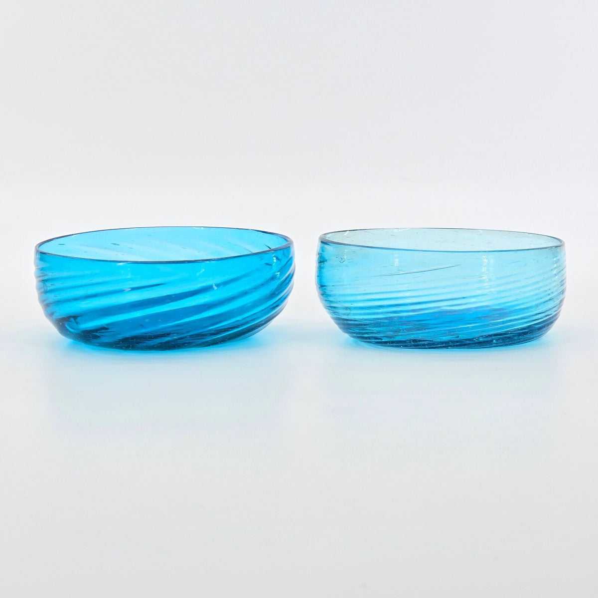 Vintage Mexican Blue Swirl Glass Bowls Set of 8 Ávalos Style