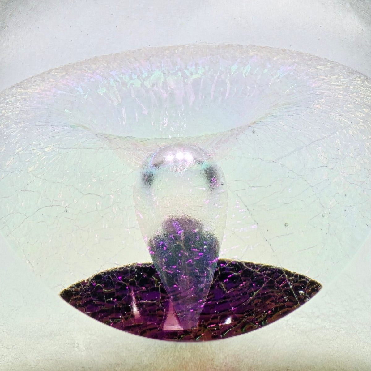 Robert Eickholt 1994 Dichroic Veil Fountain Paperweight With Stand