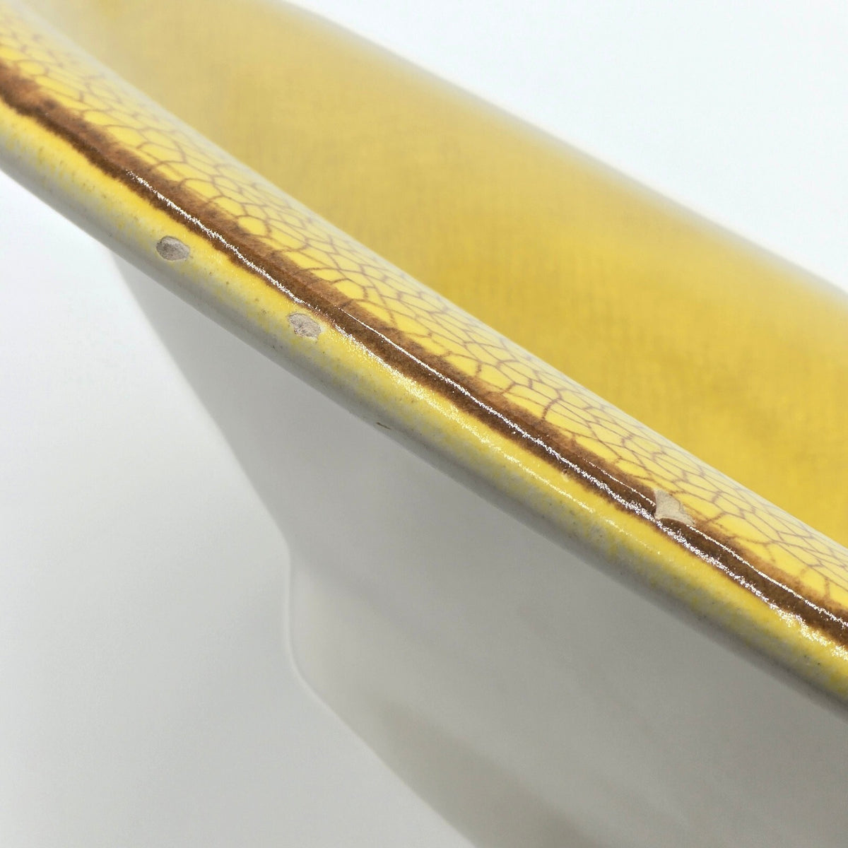 Vintage Rosenthal Keramik Yellow Crackle Glaze Serving Bowl Art Deco Germany