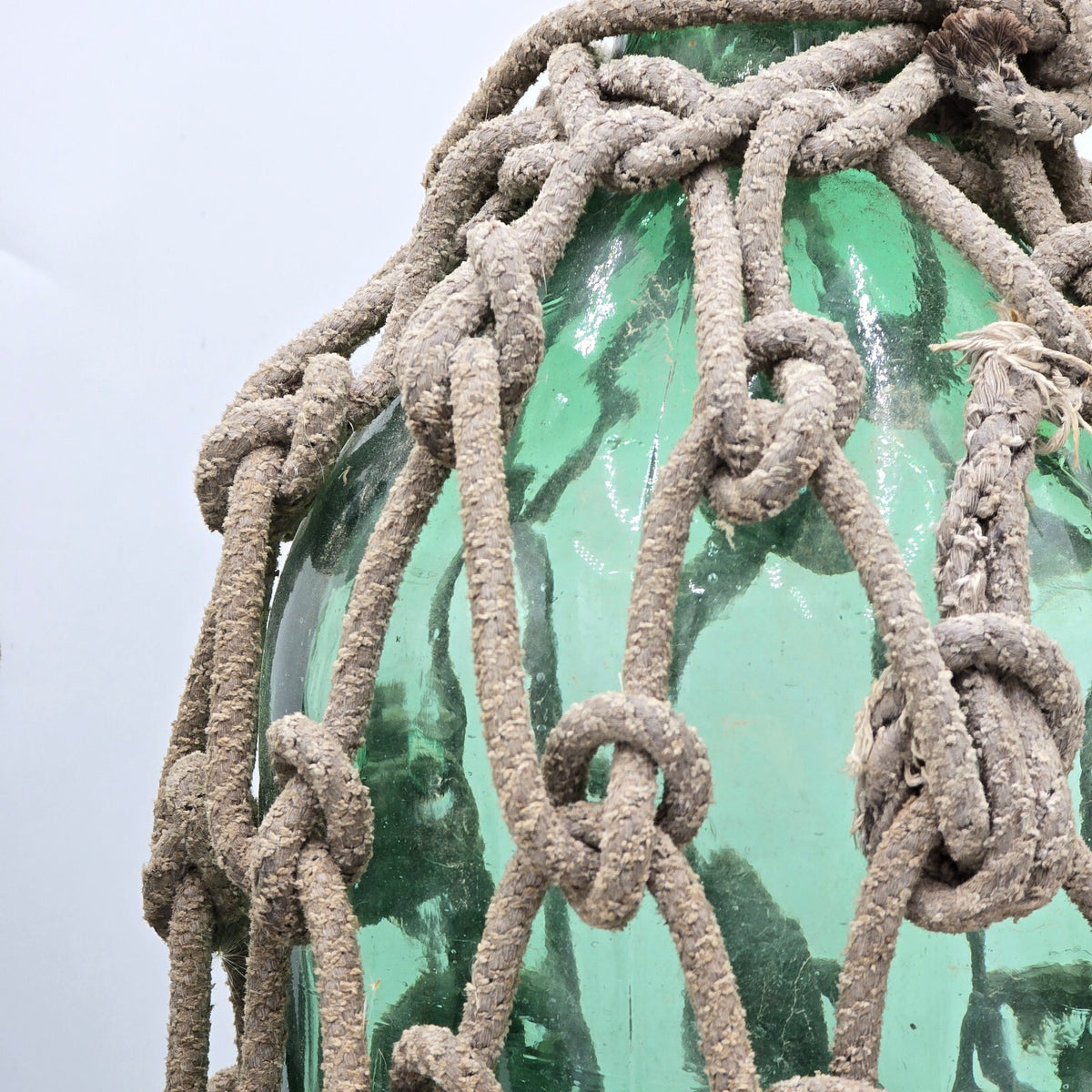 Antique Rope Wrapped Ship Bottles Pair Vintage Glass Demijohn Sake Vases 19"