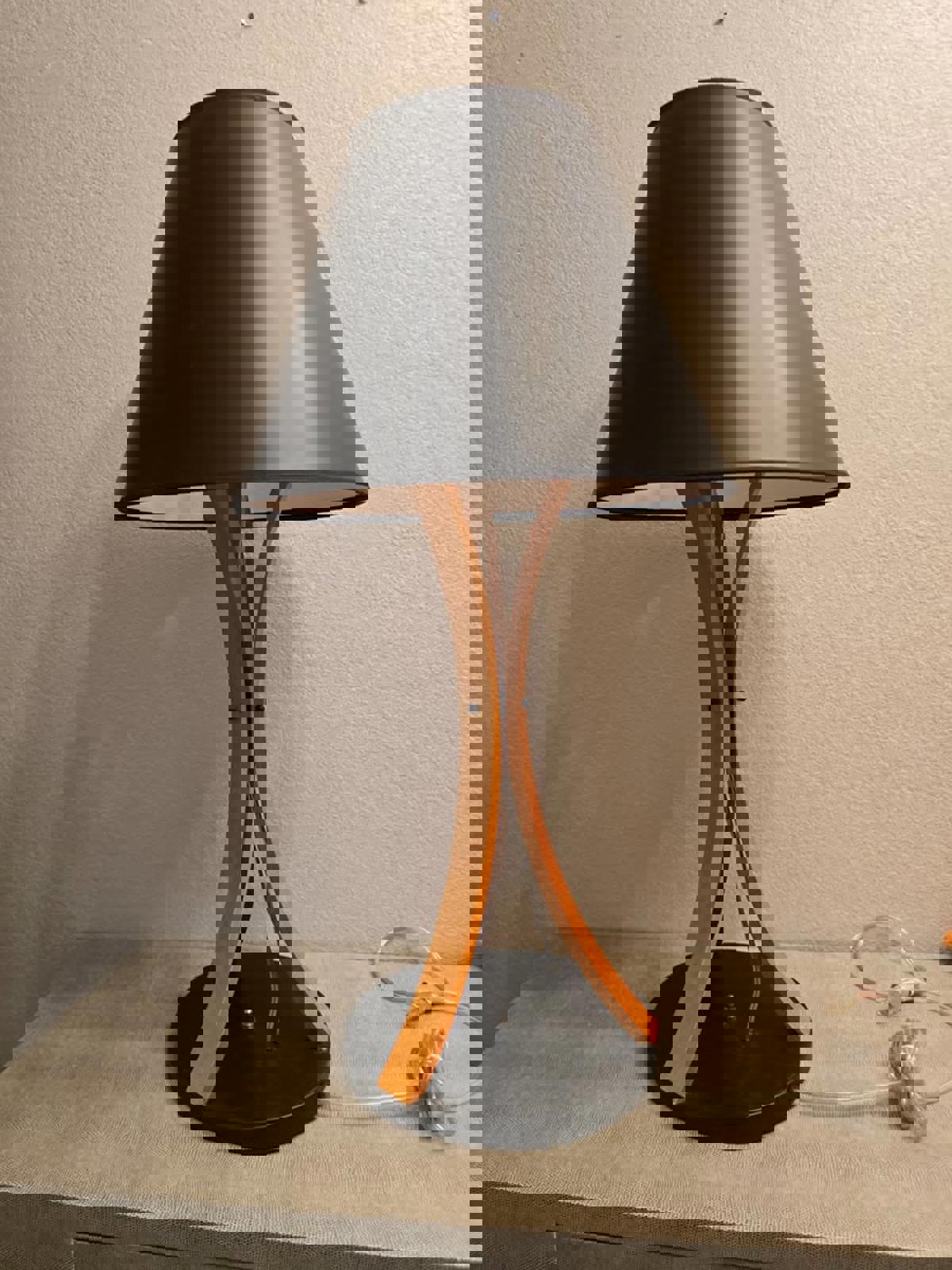 MCM Wood Lamp w/ Black Shade