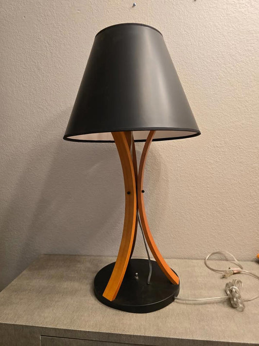 MCM Wood Lamp w/ Black Shade