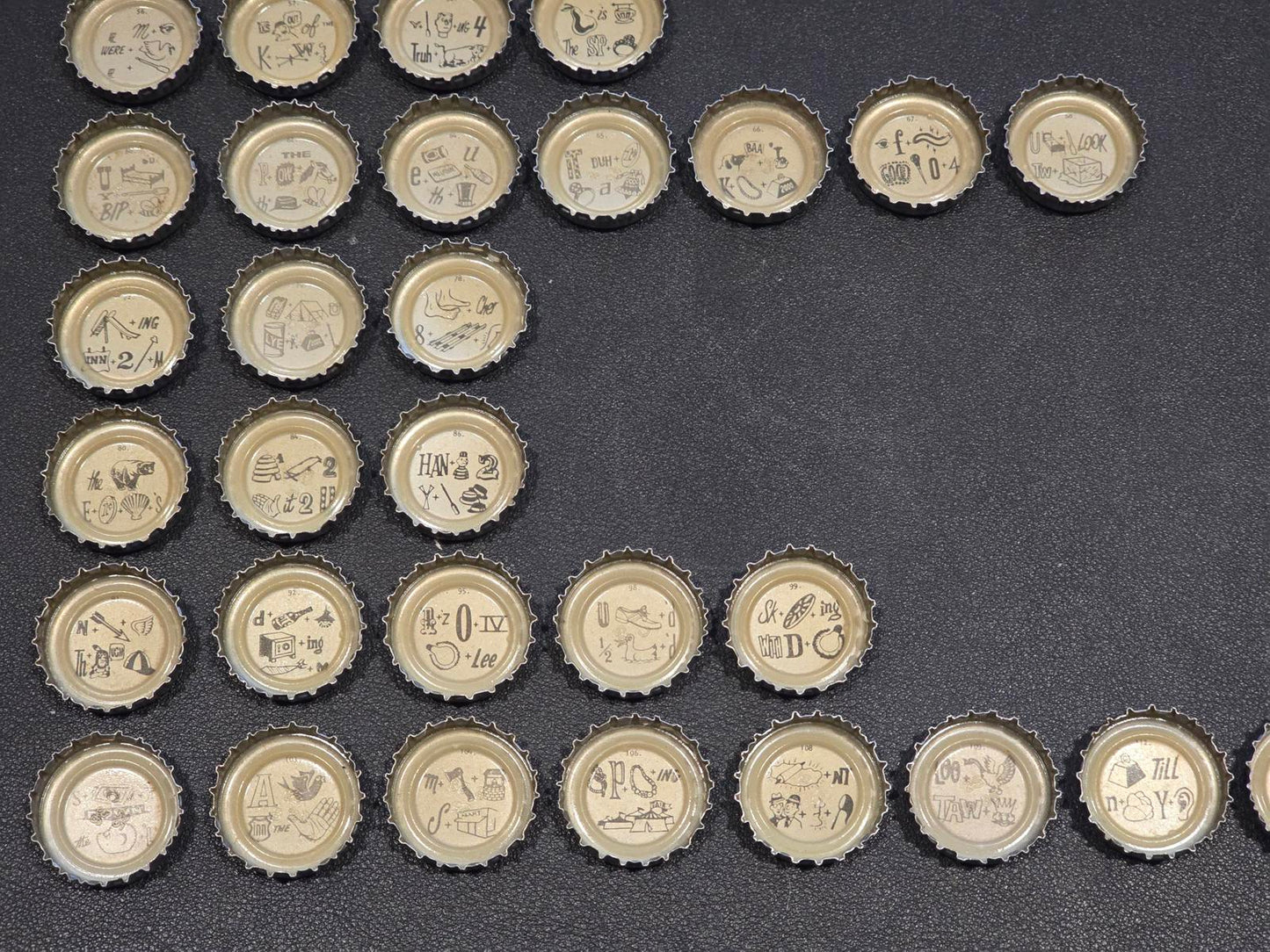 Set of 69 Falstaff Beer Rebus/Puzzle Bottle Caps