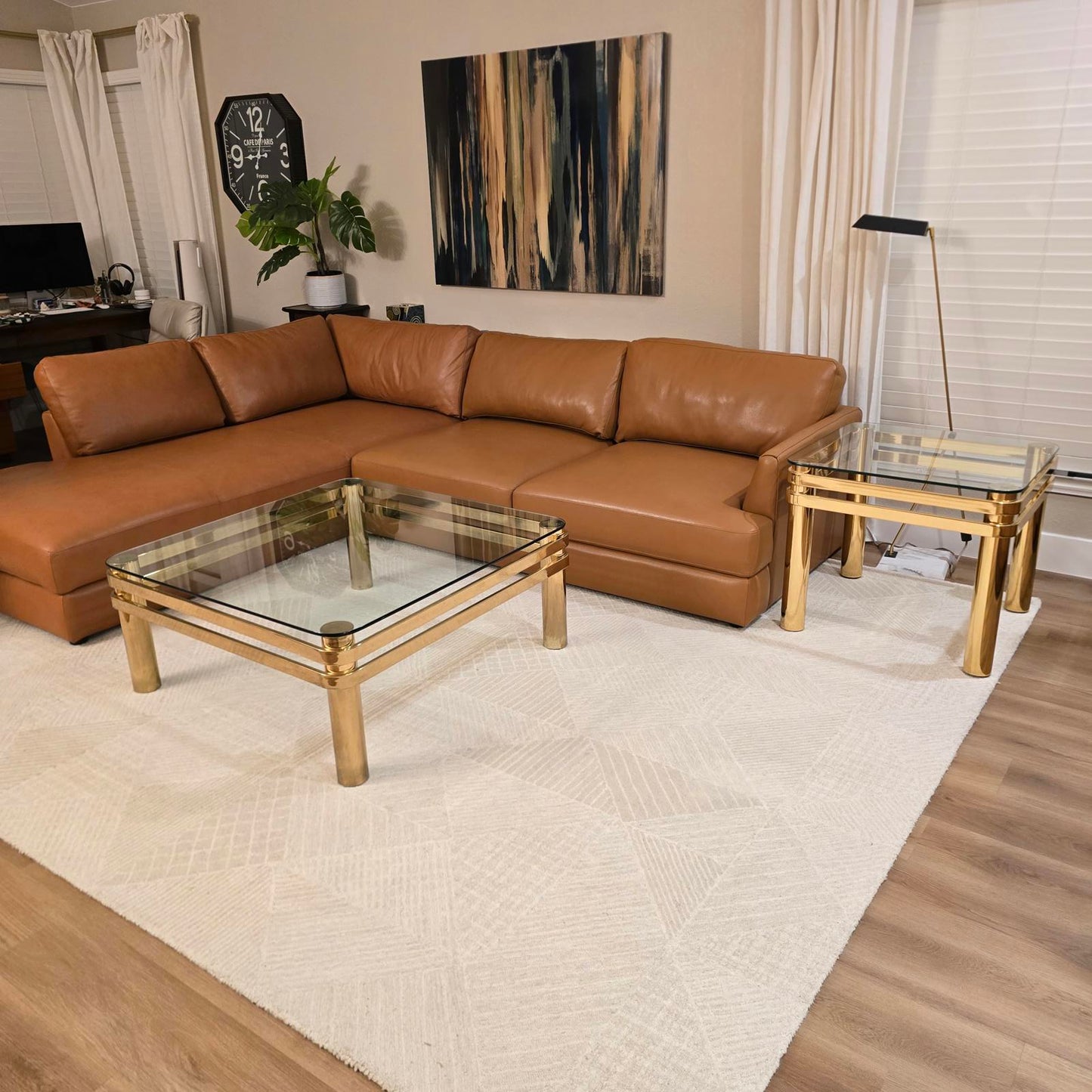 Vintage Art Deco/Hollywood Regency Brass and Glass Coffee Table