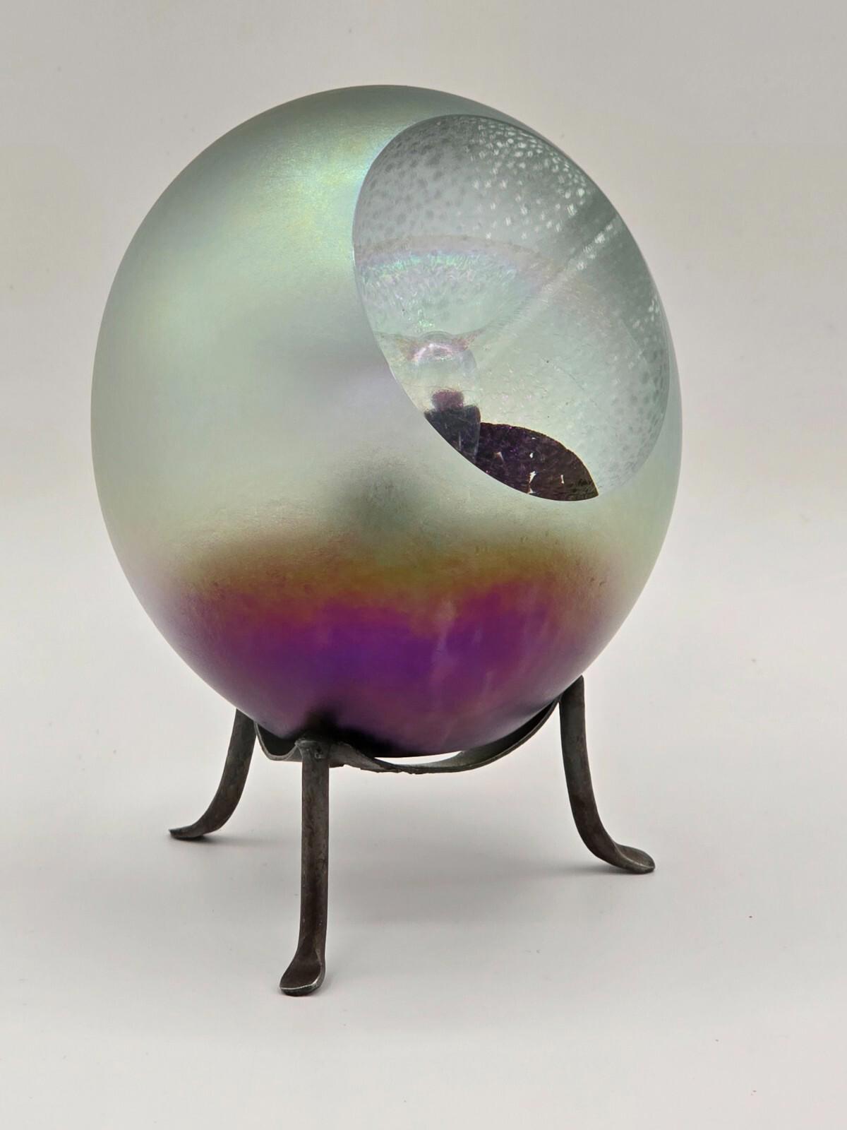 Robert Eickholt "Dichroic Veil Fountain" Paperweight W/ Custom Stand