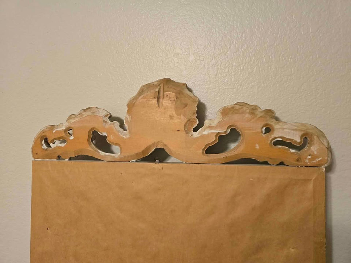 Vintage Italian Roccoco Style, Wood Mirror with Shell and "C" Scroll Motif