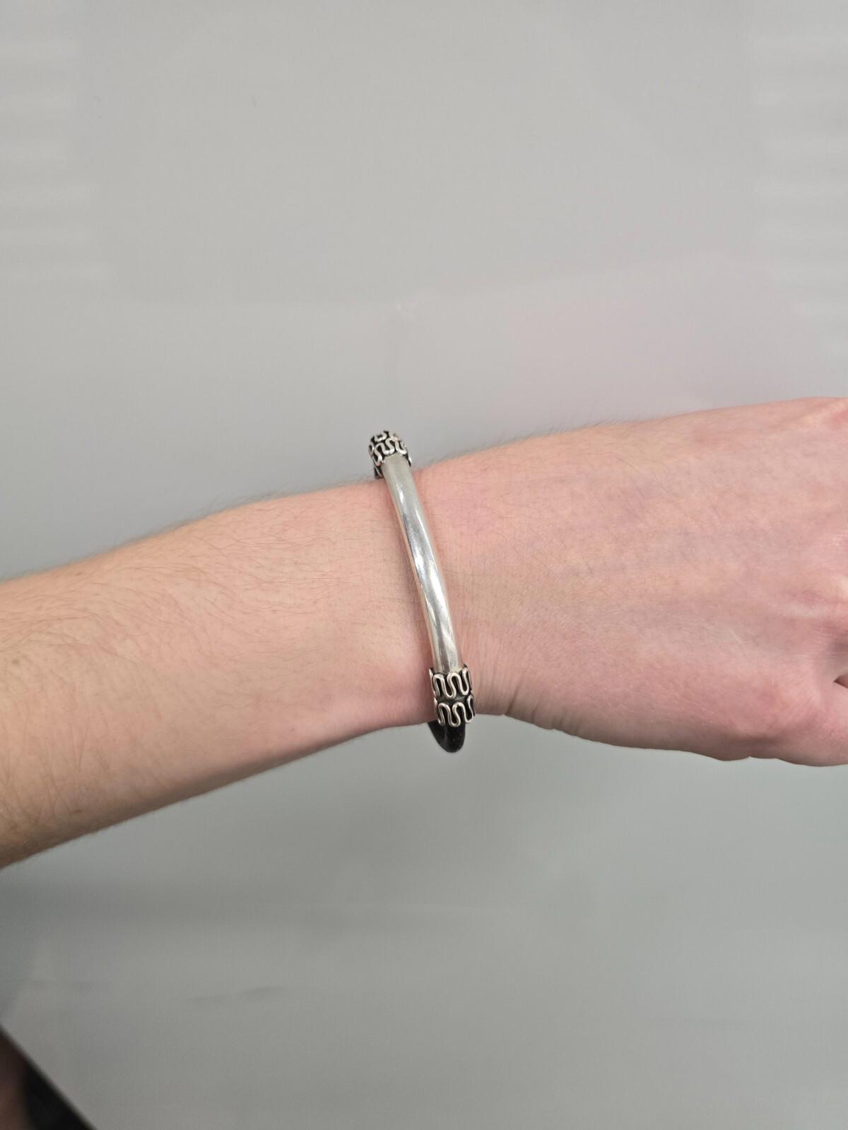 Sterling and Black Leather Bracelet