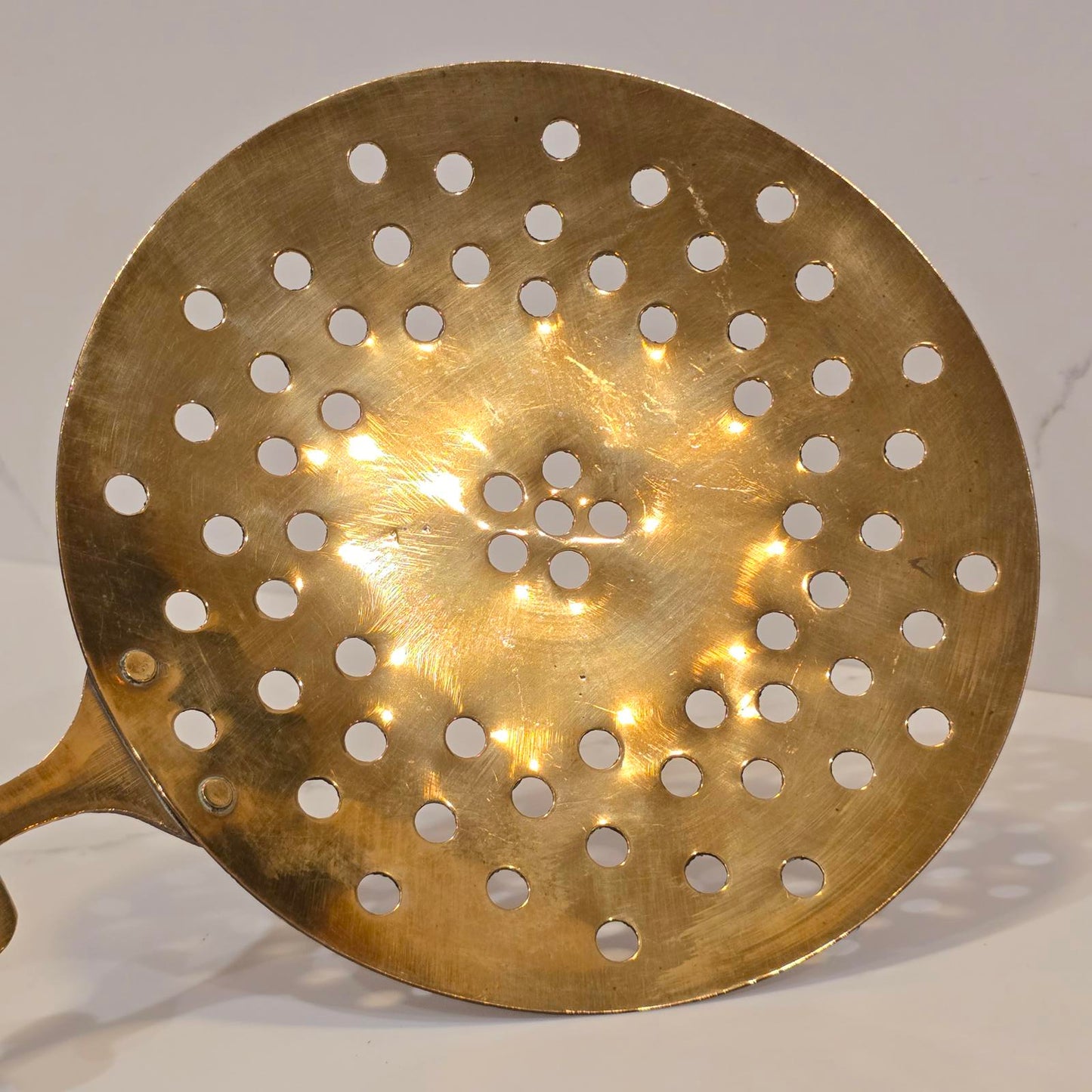Vintage Brass Skimmer with Ornate Loop Handle