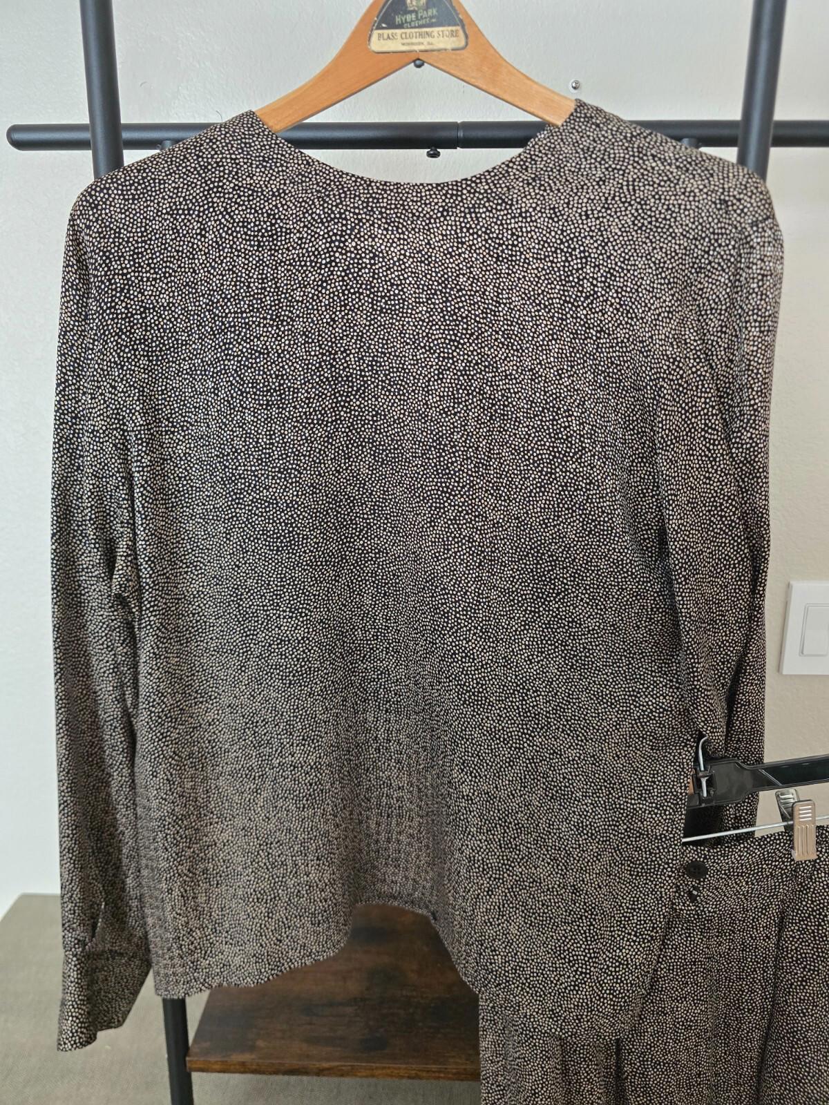 Vintage Designer Ann Klein Pure Silk Blouse and Skirt Ensemble - Size 4