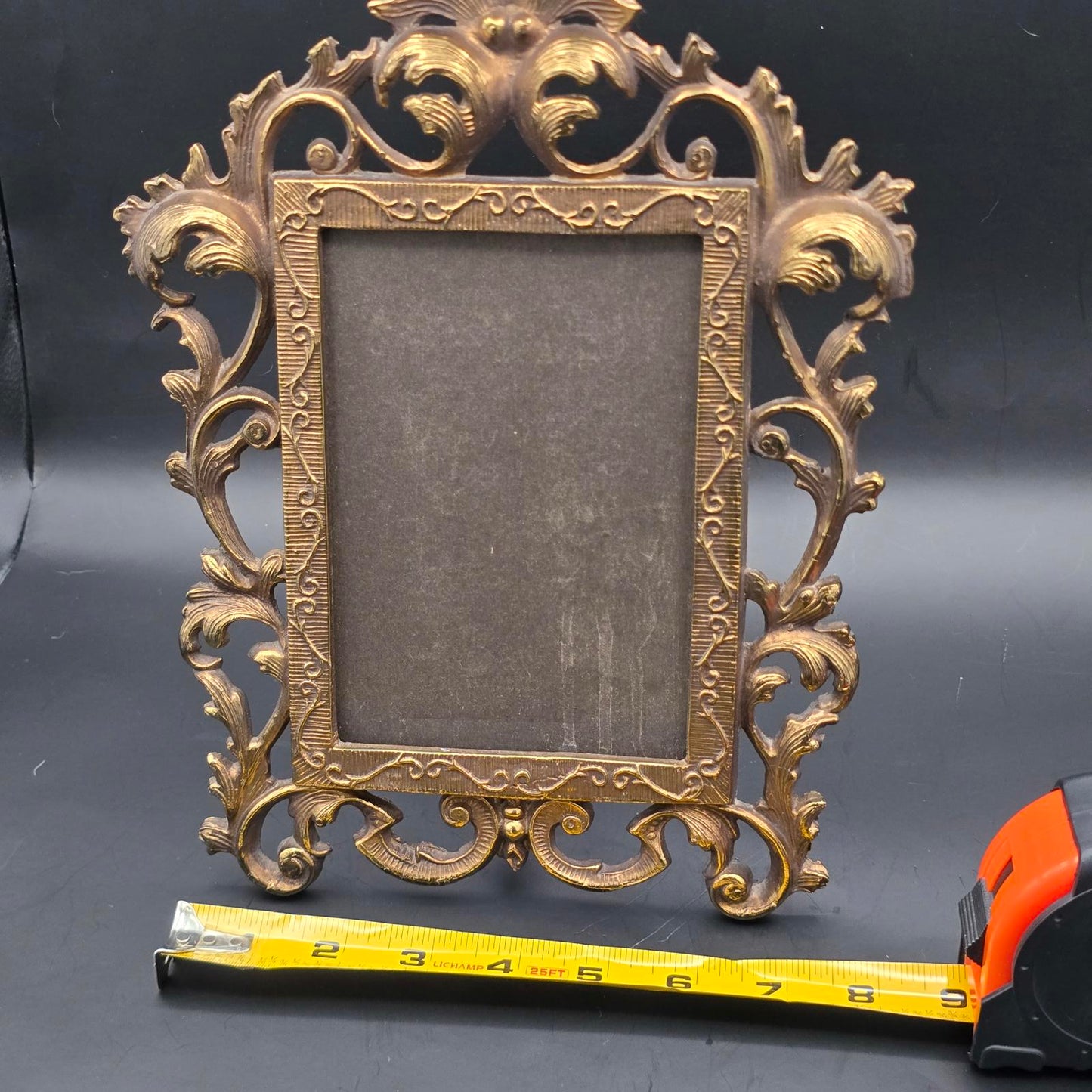 Vintage Ornate Cast Metal Frame with Antique Gold Finish