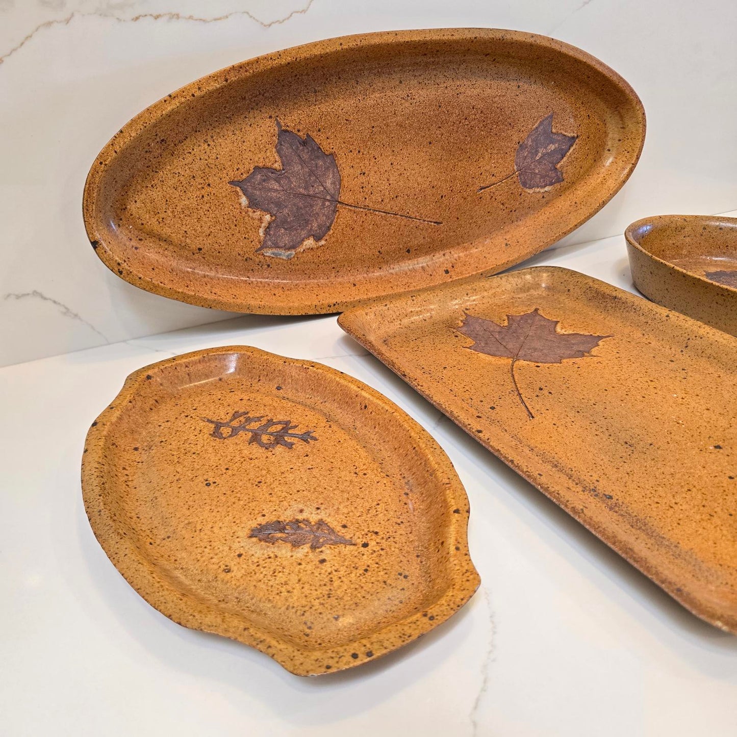 Handcrafted Studio Pottery Serving Pieces Maple Leaves - Priced Individually