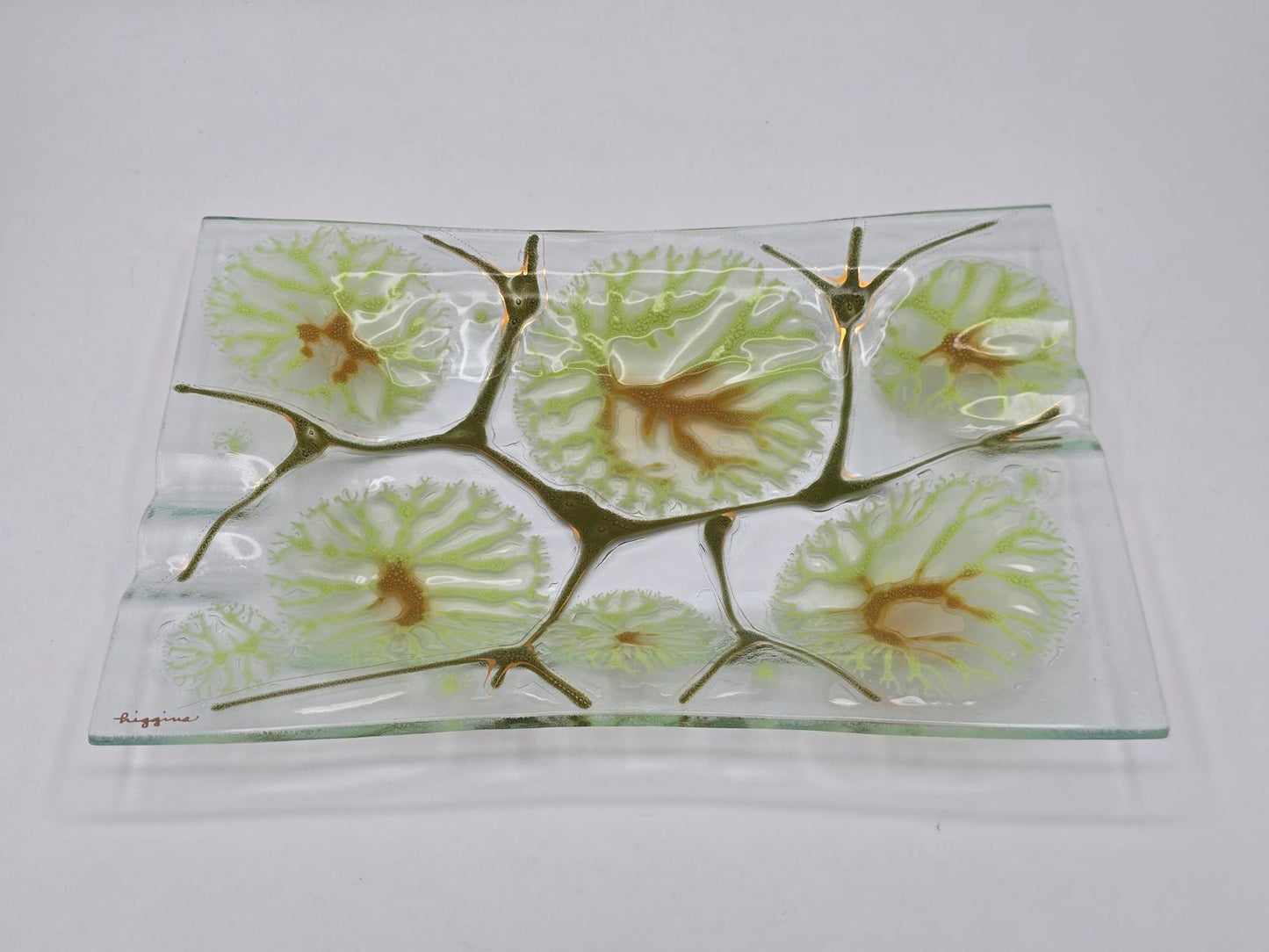 Vintage MCM Higgins Studio Fused-Glass Art Tray