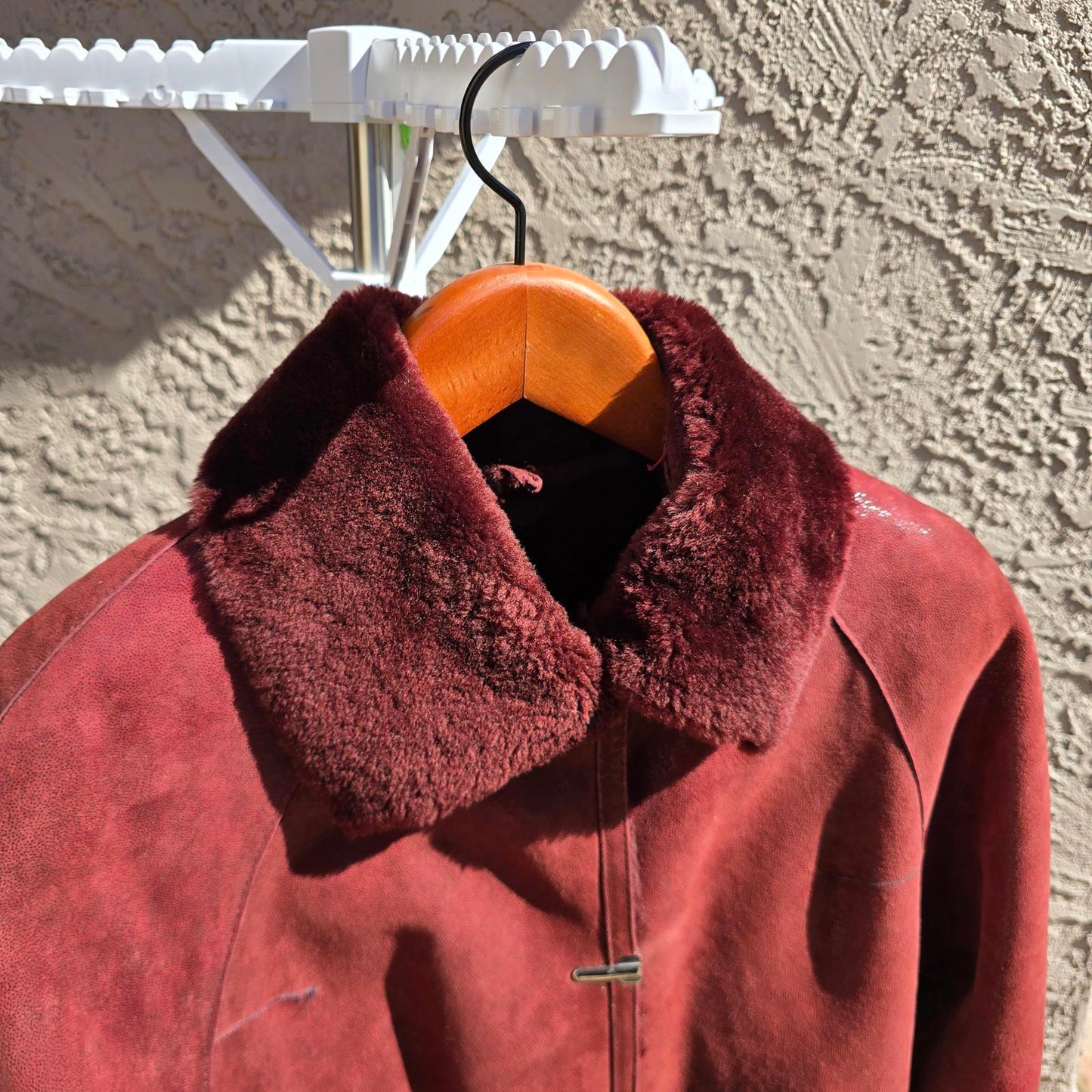 Designer Ilgazli Burgundy Genuine Shearling Lambskin Jacket w/ Detachable Hood
