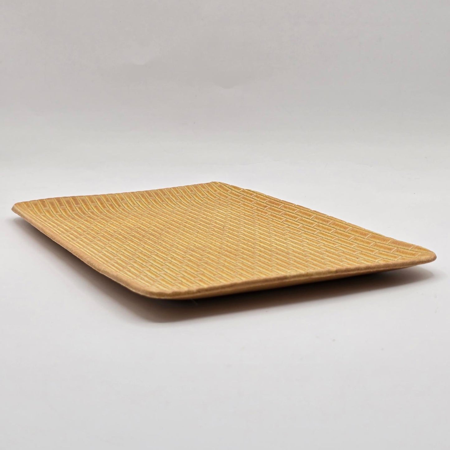 Handcrafted Studio Pottery Basket Weave Pattern - Set of 2, Rectangular Dishes