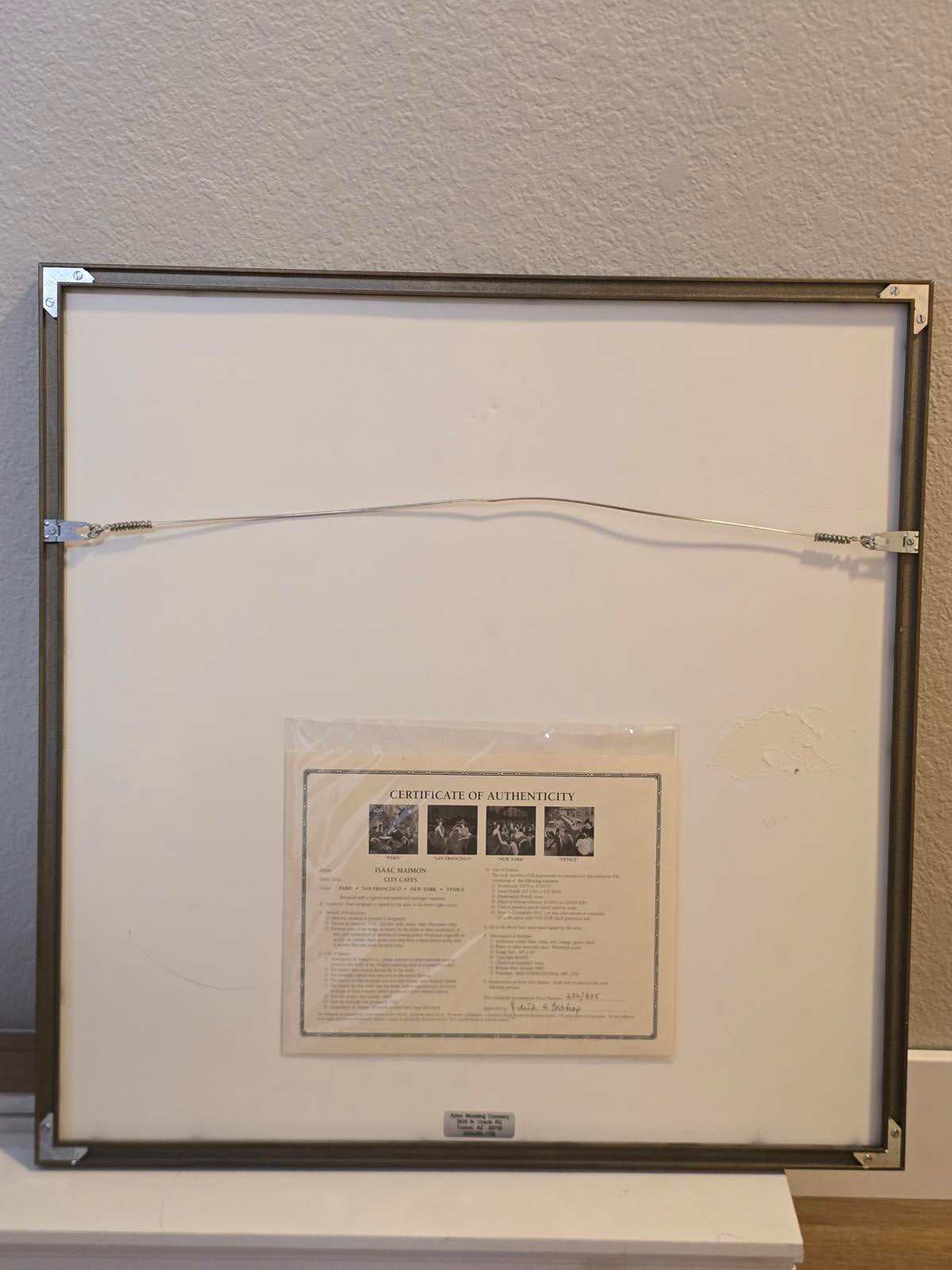 Isaac Maimon "City Cafes-Venice" Serigraph on Paper