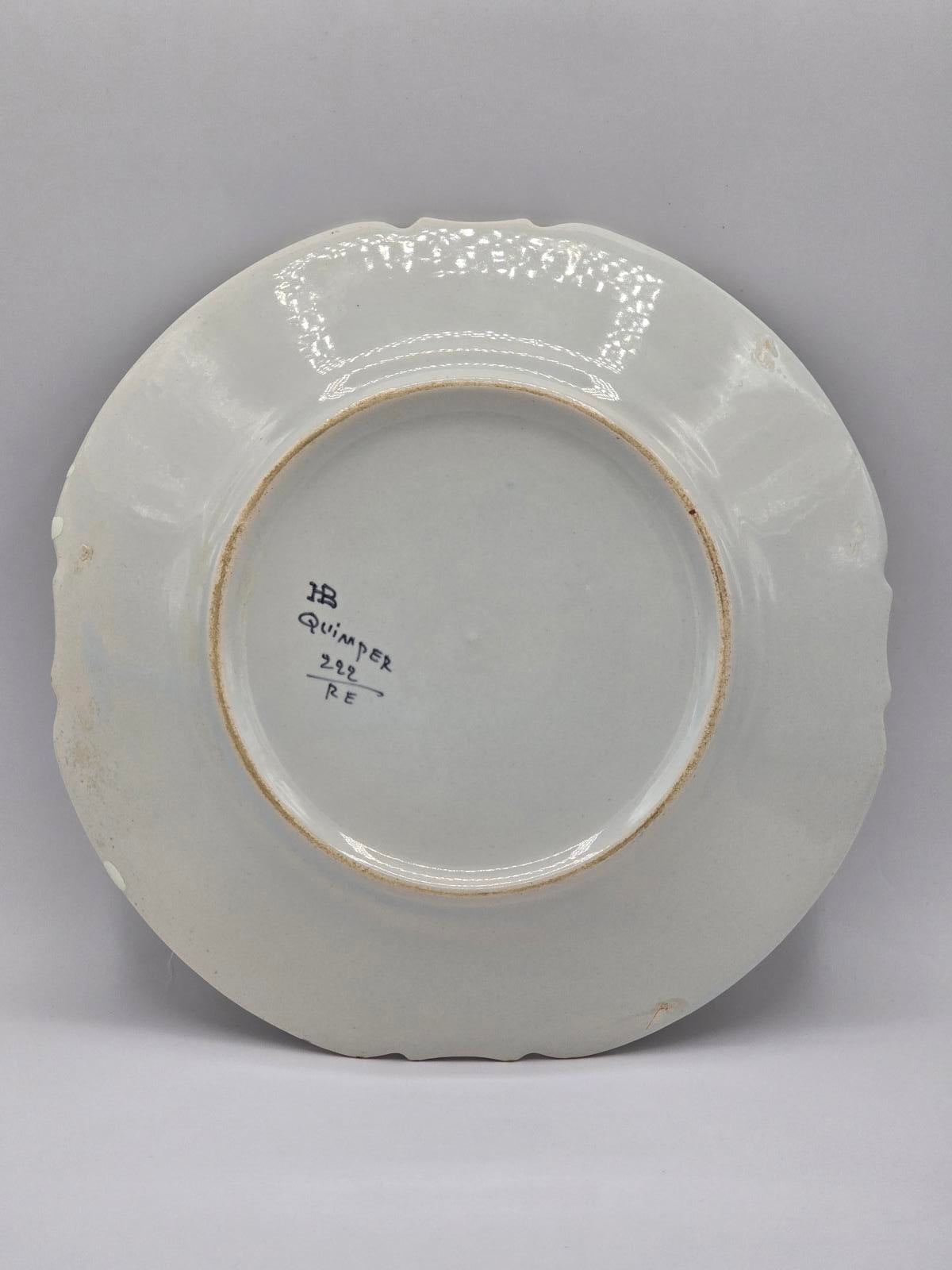 Vintage HB Quimper French Faience Pottery Plates