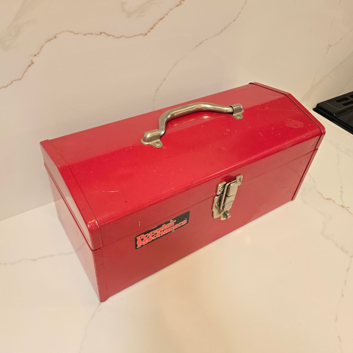 Vintage Popular Mechanics Red Metal Tool Box