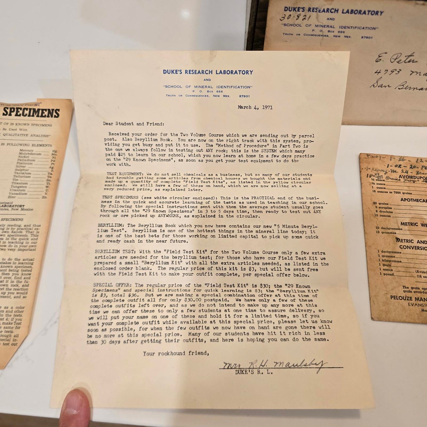 Vintage Apothecary/Geological Testing Set with Bottles, Instruments, and Chemicals