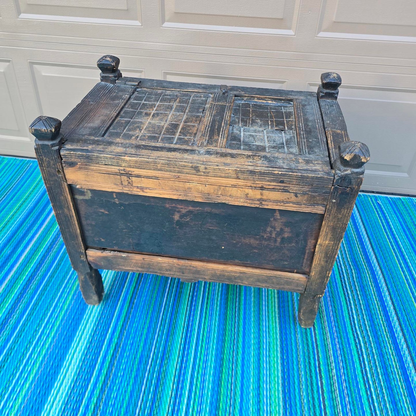 Antique Afghan Carved Wood Dowry Chest