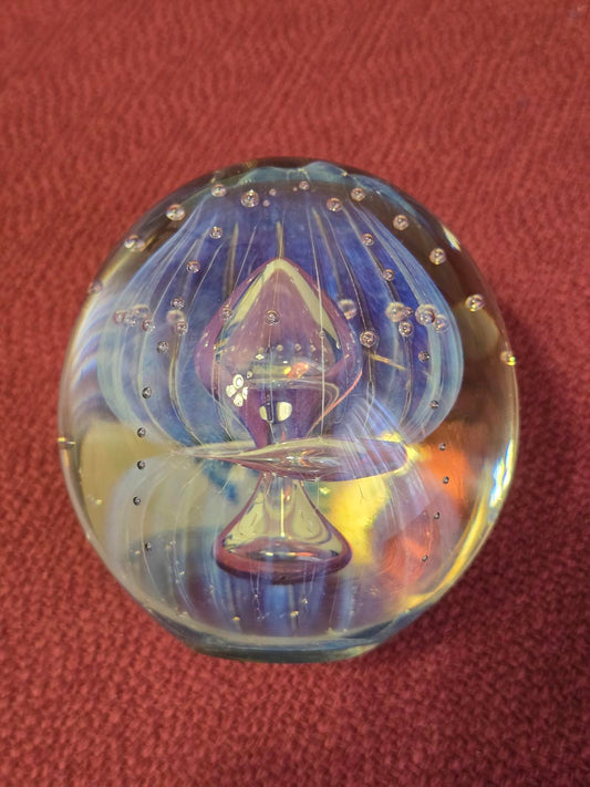 Robert Eickholt "Double Jellyfish" Paperweight W/ Custom Stand