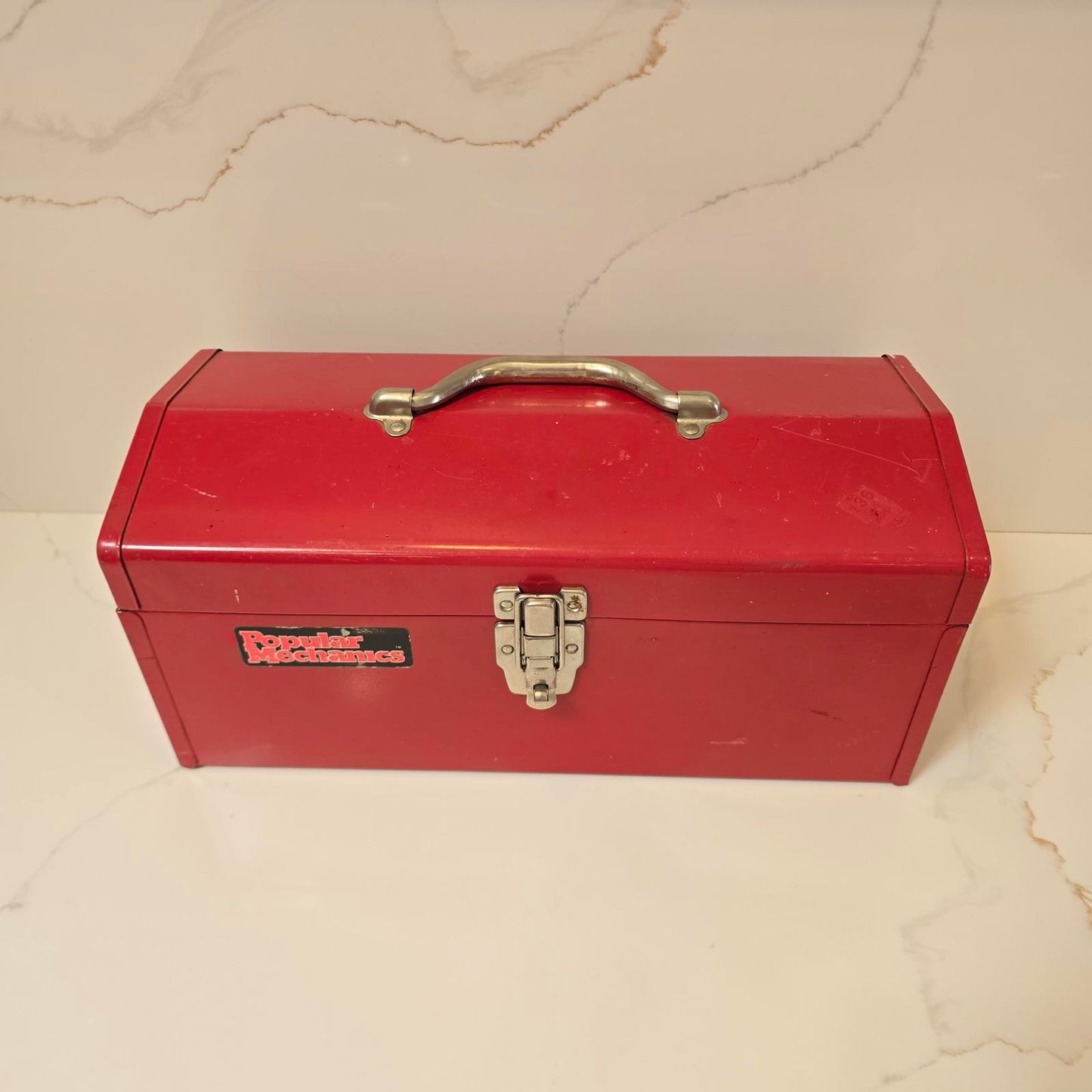 Vintage Popular Mechanics Red Metal Tool Box