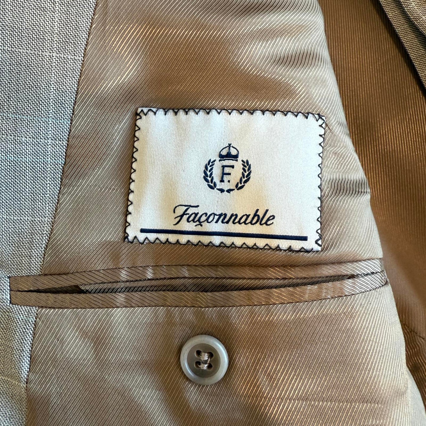 Faconnable Designer Men's Light Taupe Suit