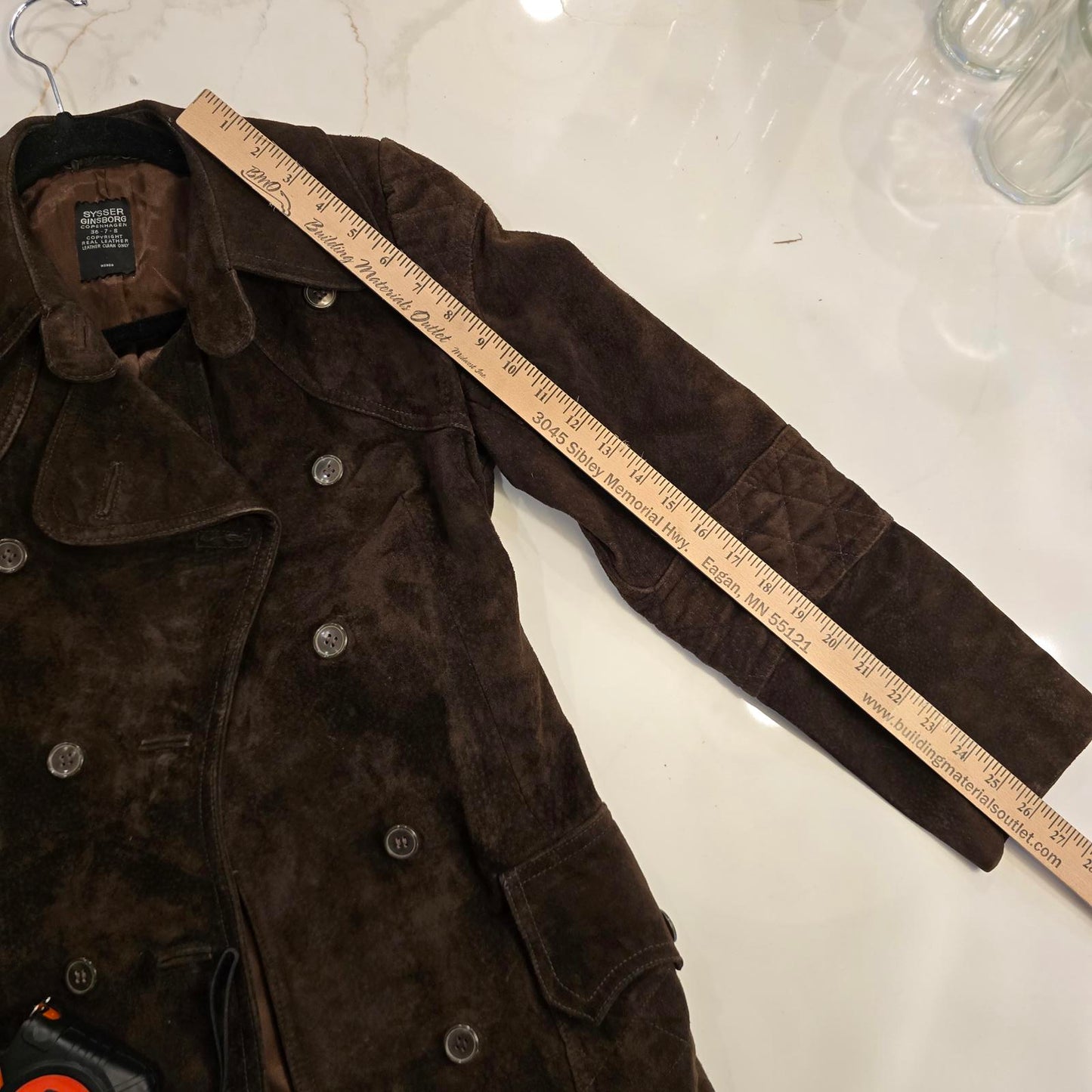 Vintage Sysser Ginsborg Design Brown Suede Trench Coat