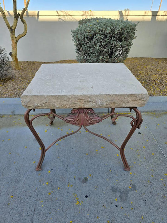 Travertine Side Table - Indoors or Outdoors