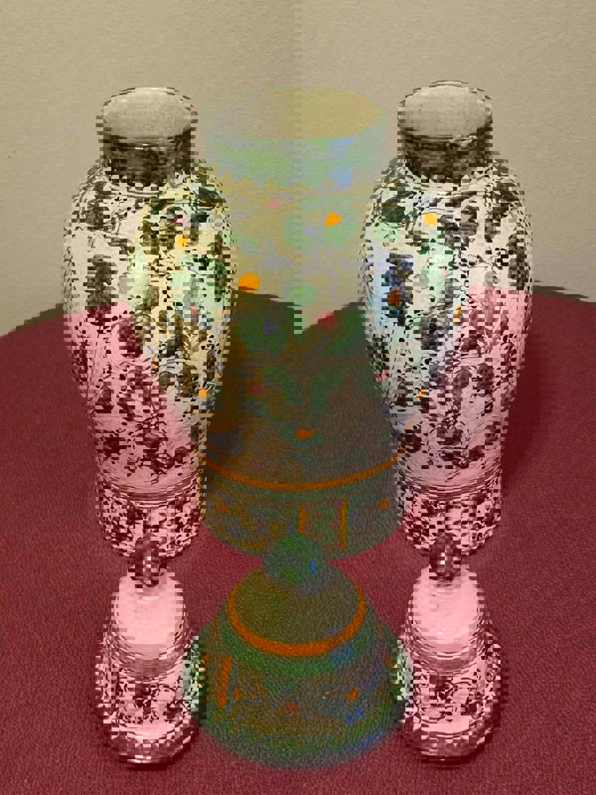 Large, Vintage Hand Painted Mexican Talavera Jar/Urn with Lid