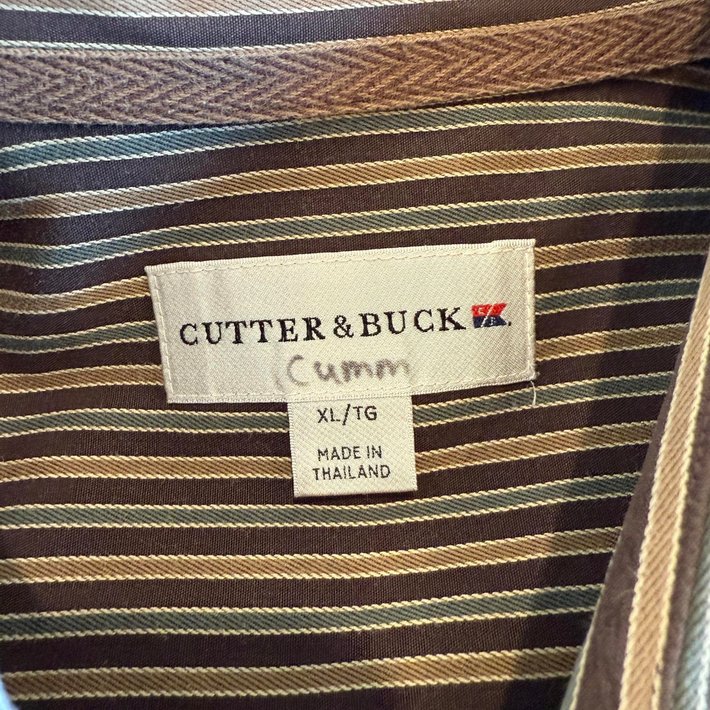 Cutter & Buck Brown Striped Men's XL Long Sleeve Button-Down Shirt