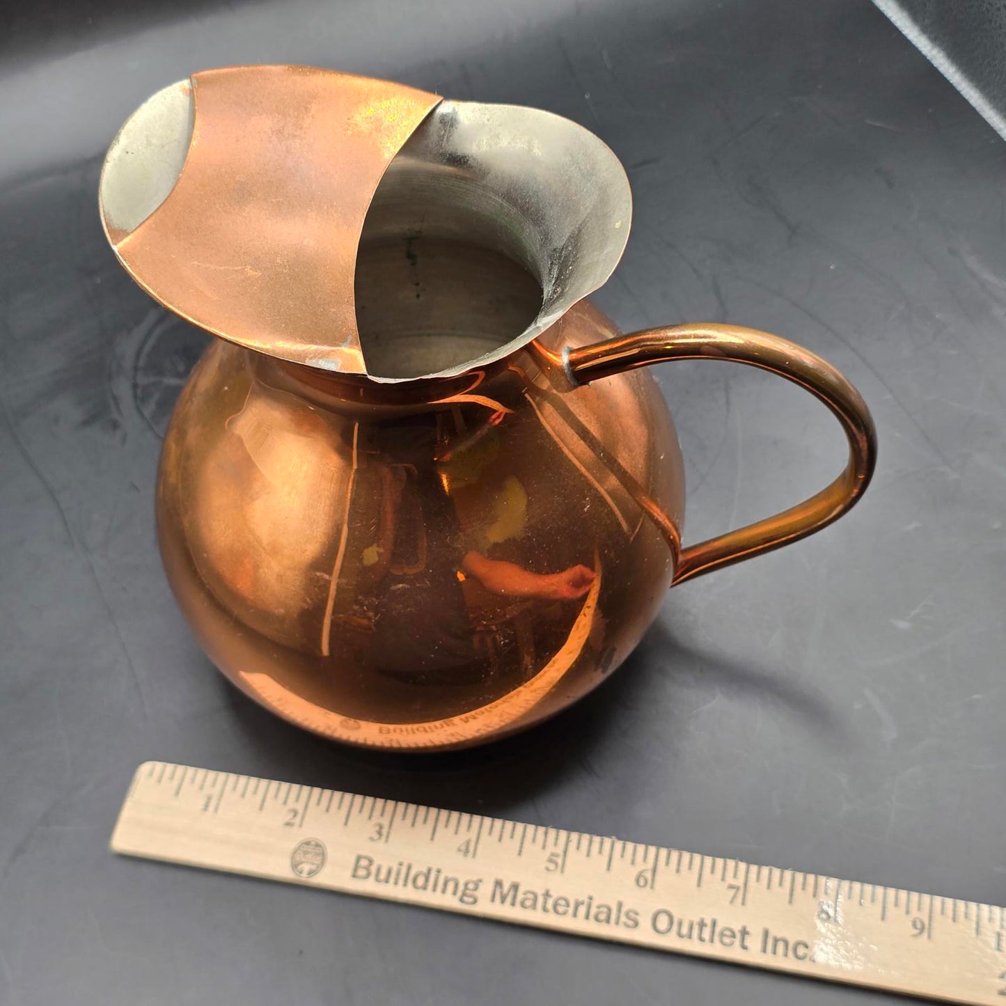 Vintage Copper Pitcher with Ice Lip