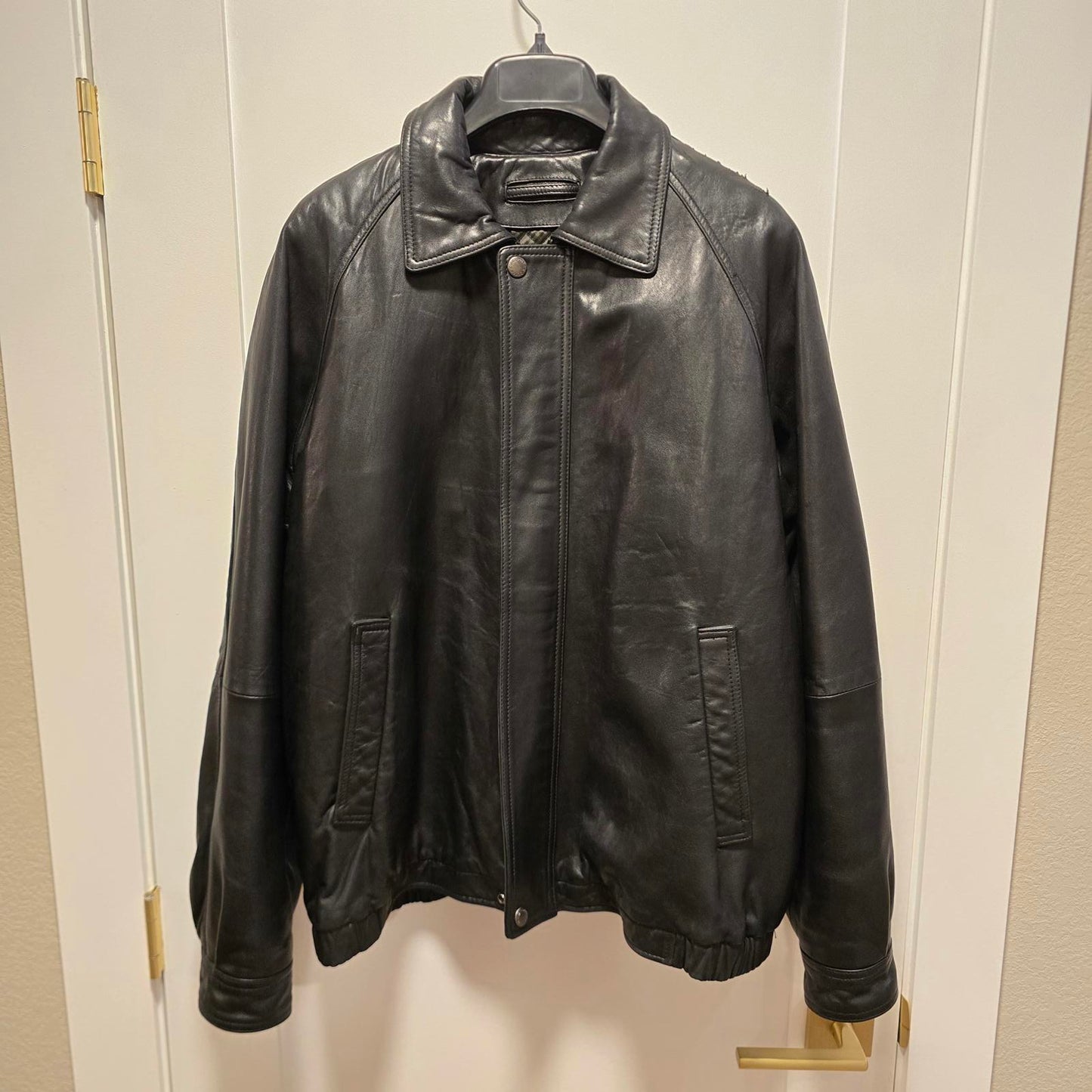 Claiborne Men's Black Lambskin Leather Jacket - Large