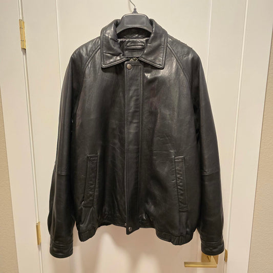 Claiborne Men's Black Lambskin Leather Jacket - Large