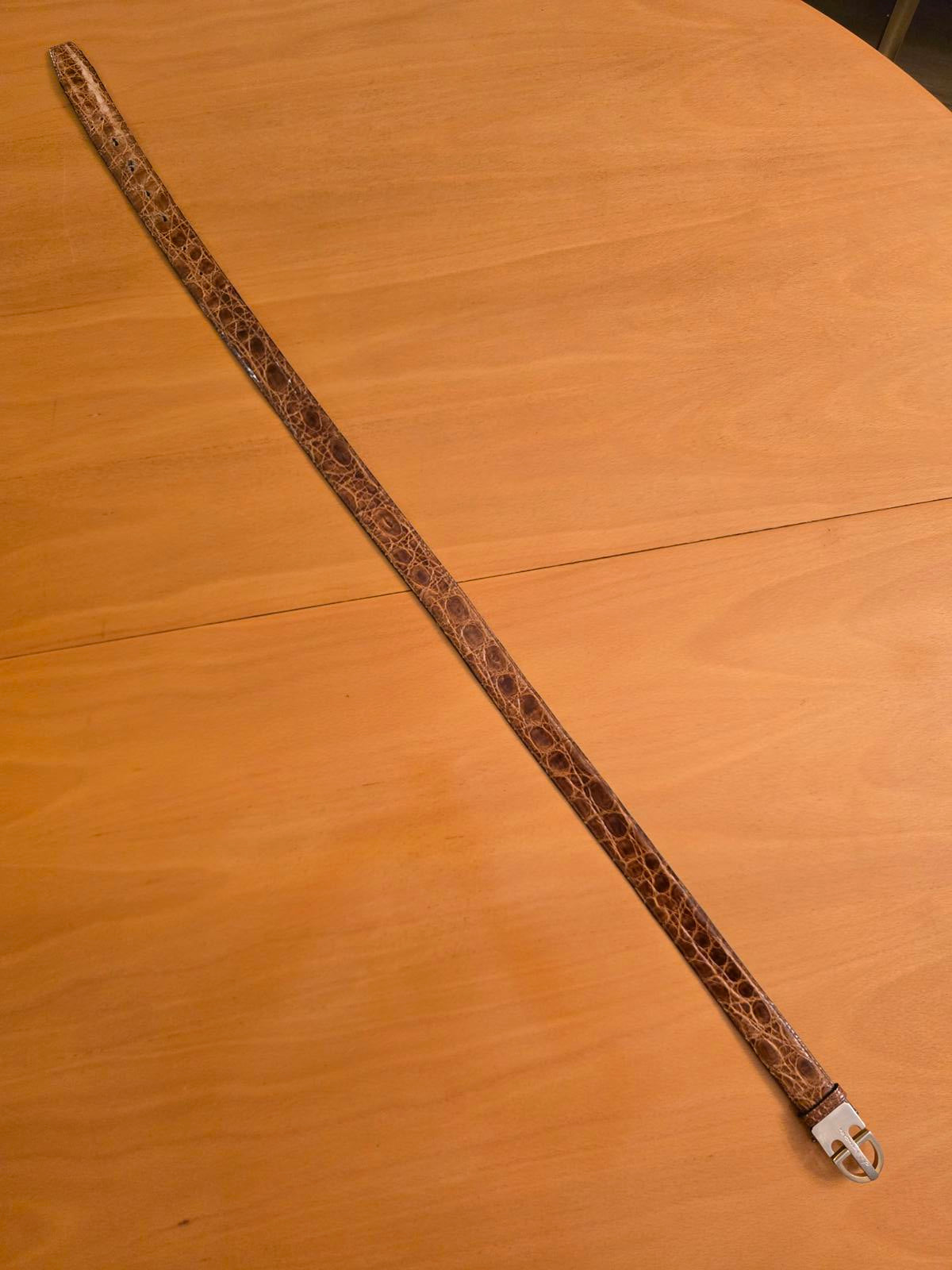 Leonardo Rinaldi Caiman Crocodile Belt- Brown, Size ~33