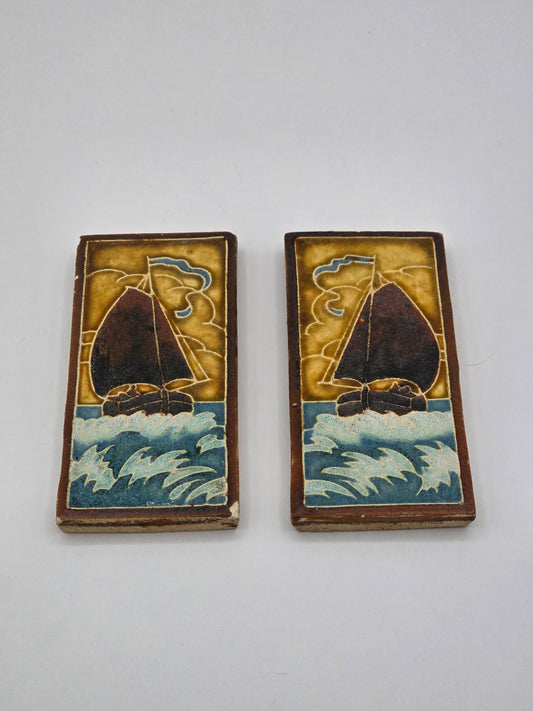 Rare, Antique Royal Delft Hand-painted Cloisonne Tiles