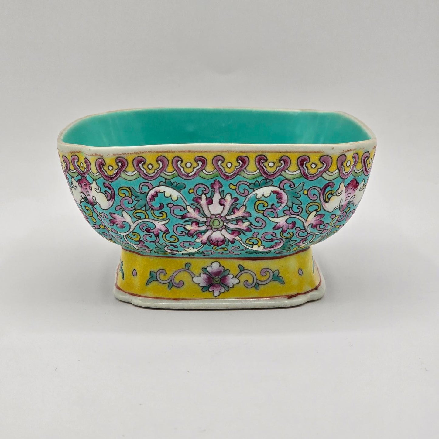 Antique Chinese Rose Famille Footed Porcelain Bowl