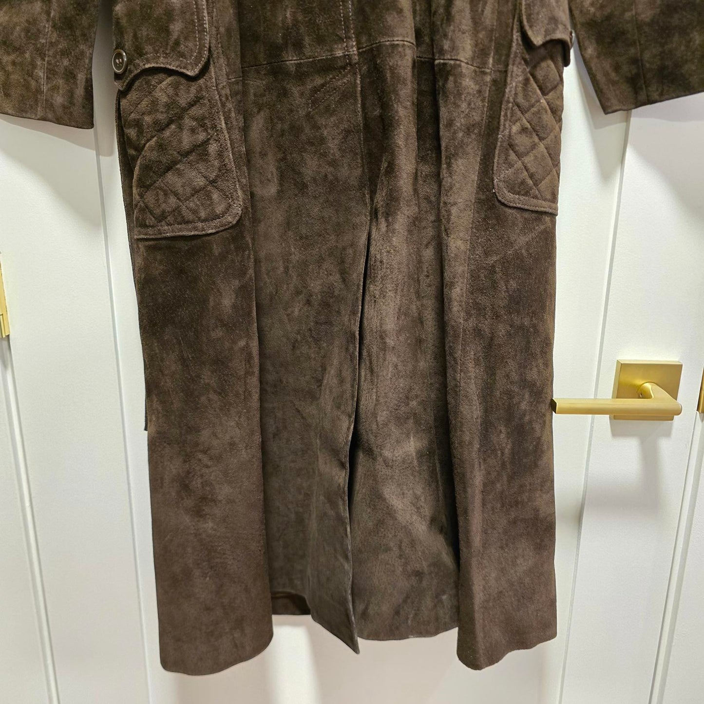 Vintage Sysser Ginsborg Design Brown Suede Trench Coat