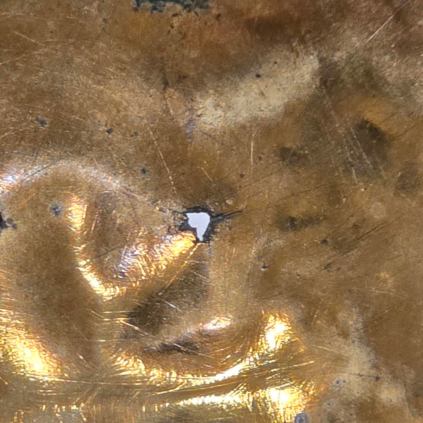 Antique Brass Ladle or Dipper with Forged Iron Handle and Copper Rivets