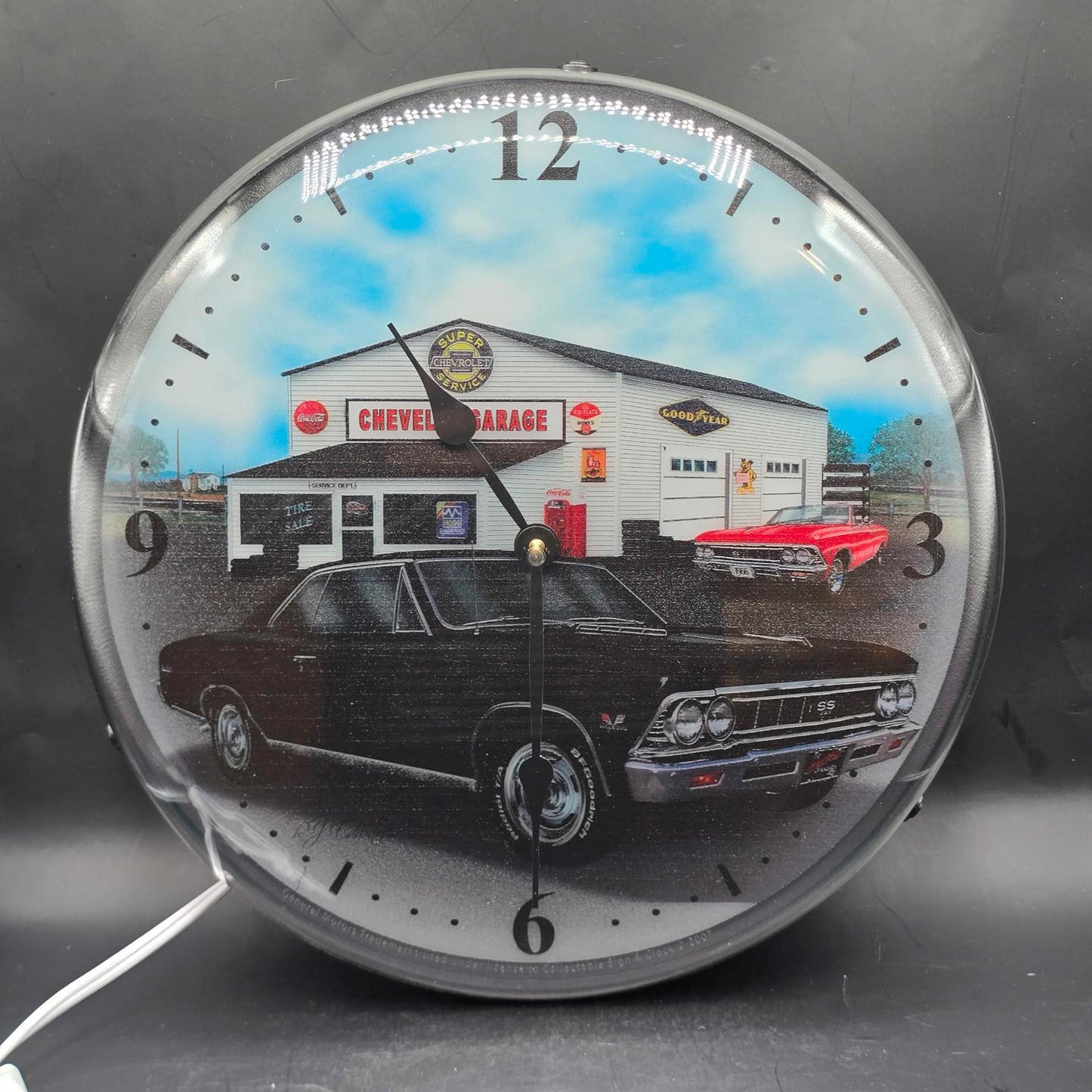 Backlit LED Clock- 1966 Black Chevrolet Chevelle