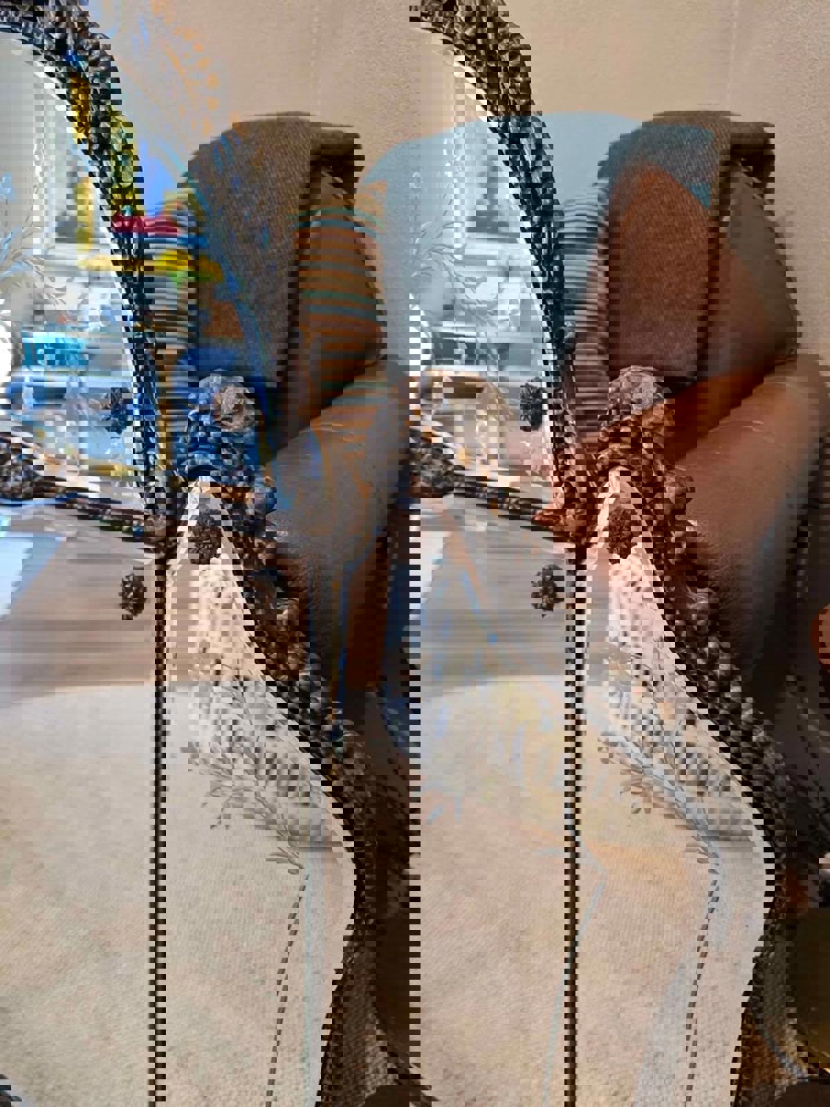 Antique Victorian Italian Etched Glass Triple-Panel Mantel/Sideboard Mirror