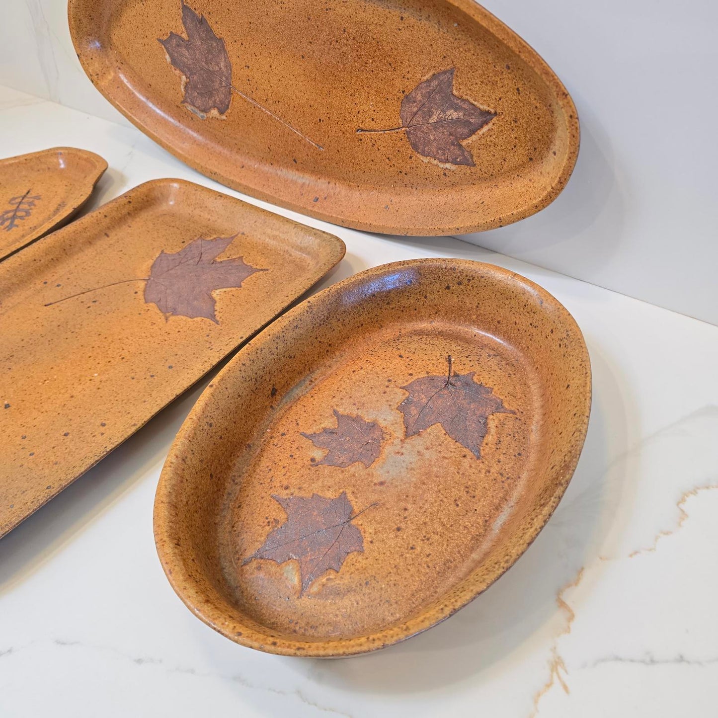 Handcrafted Studio Pottery Serving Pieces Maple Leaves - Priced Individually