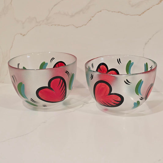 Kosta-Boda Hand-Painted Large Floating Hearts Bowl- Priced Individually, 2 Avail