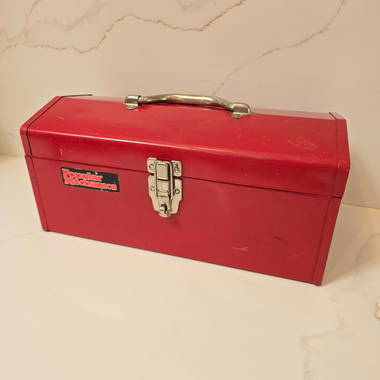 Vintage Popular Mechanics Red Metal Tool Box