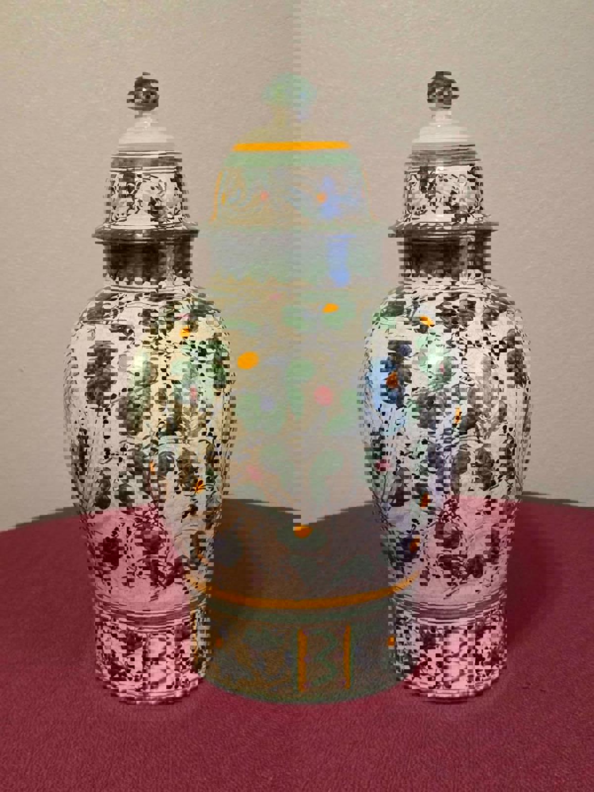 Large, Vintage Hand Painted Mexican Talavera Jar/Urn with Lid