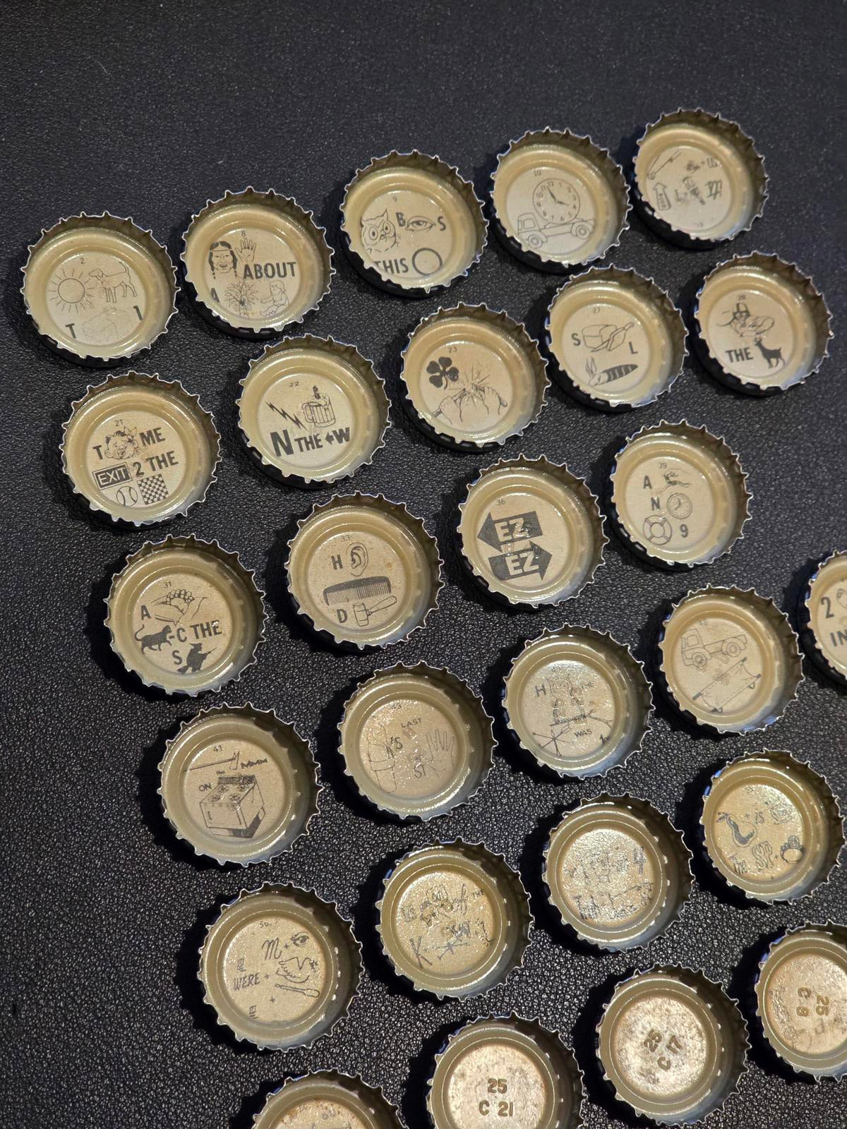 Set of 69 Falstaff Beer Rebus/Puzzle Bottle Caps