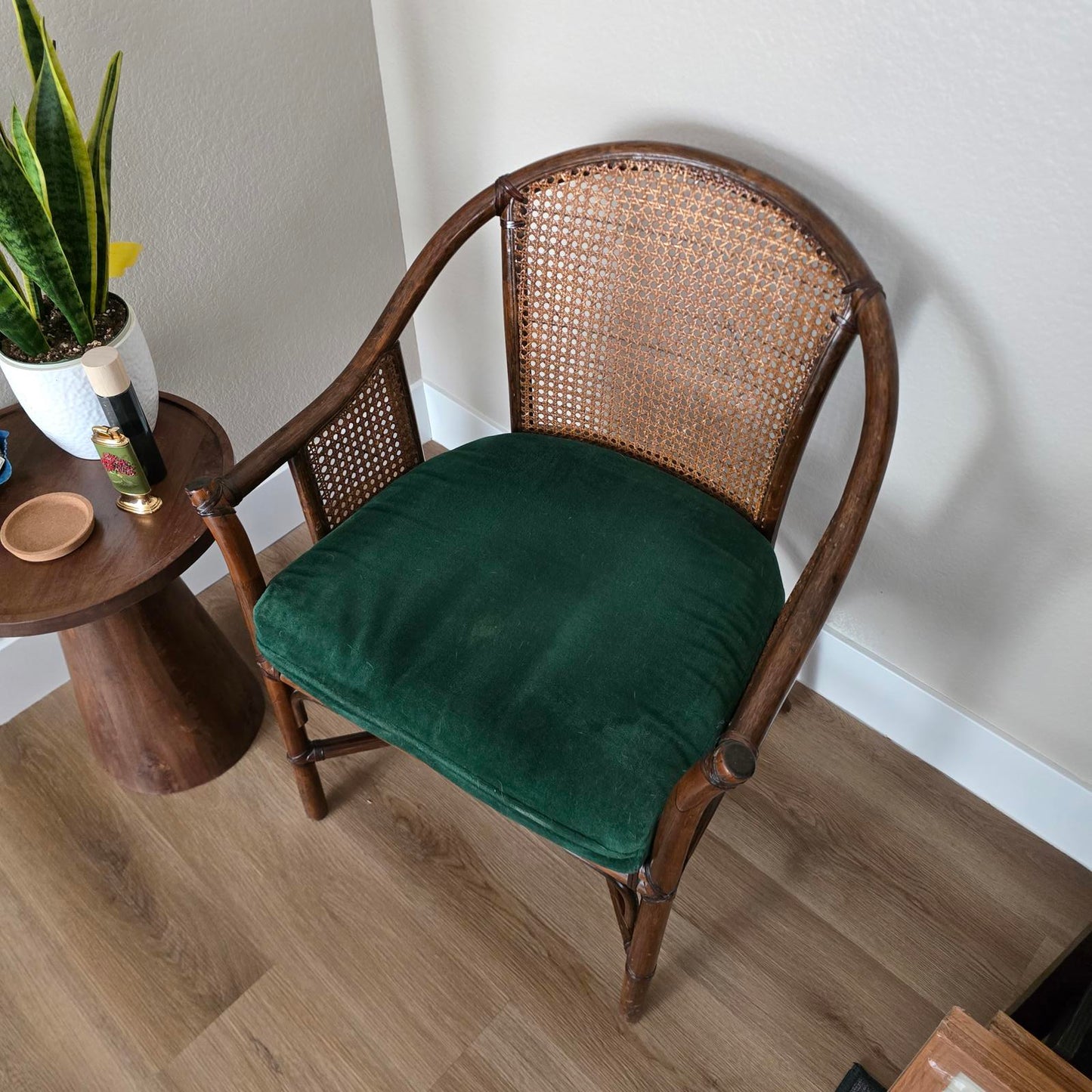 Vintage McGuire Style Faux Bamboo and Rattan Cane Chair