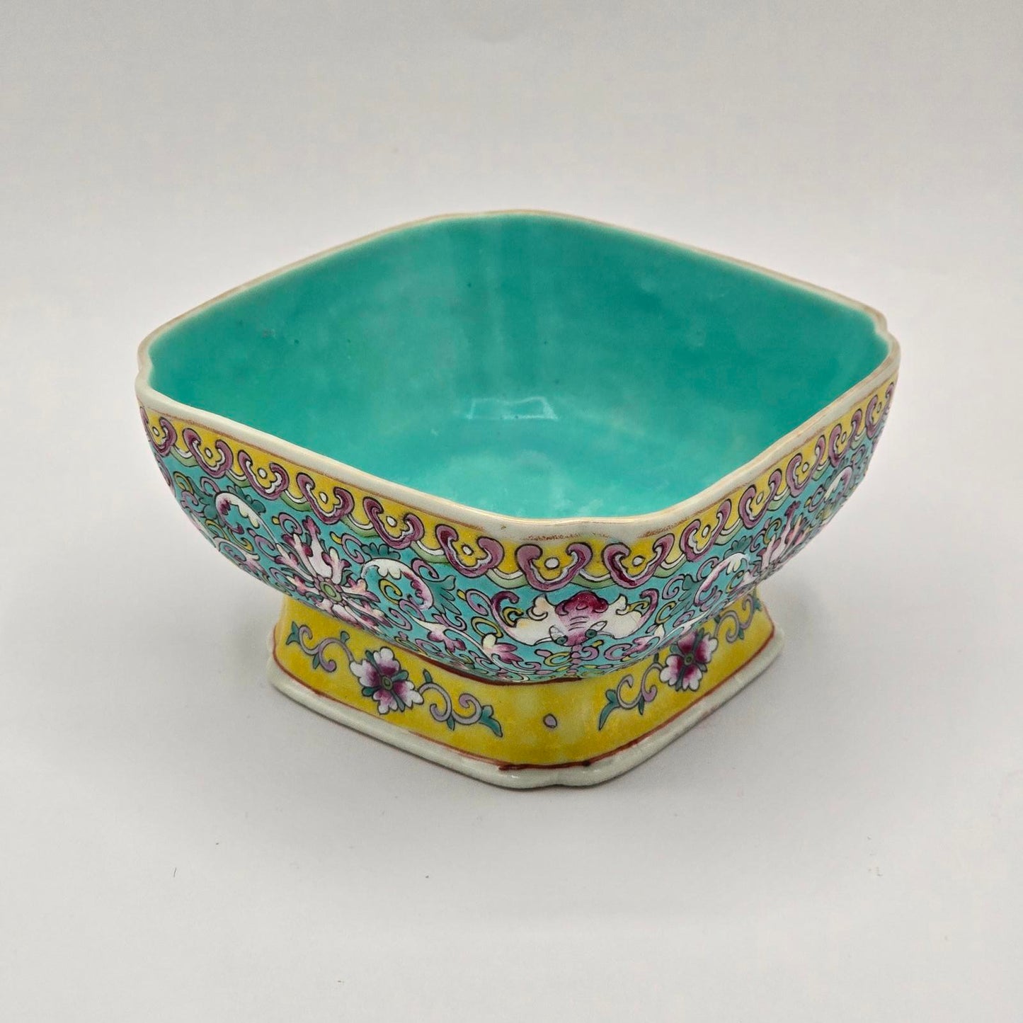 Antique Chinese Rose Famille Footed Porcelain Bowl