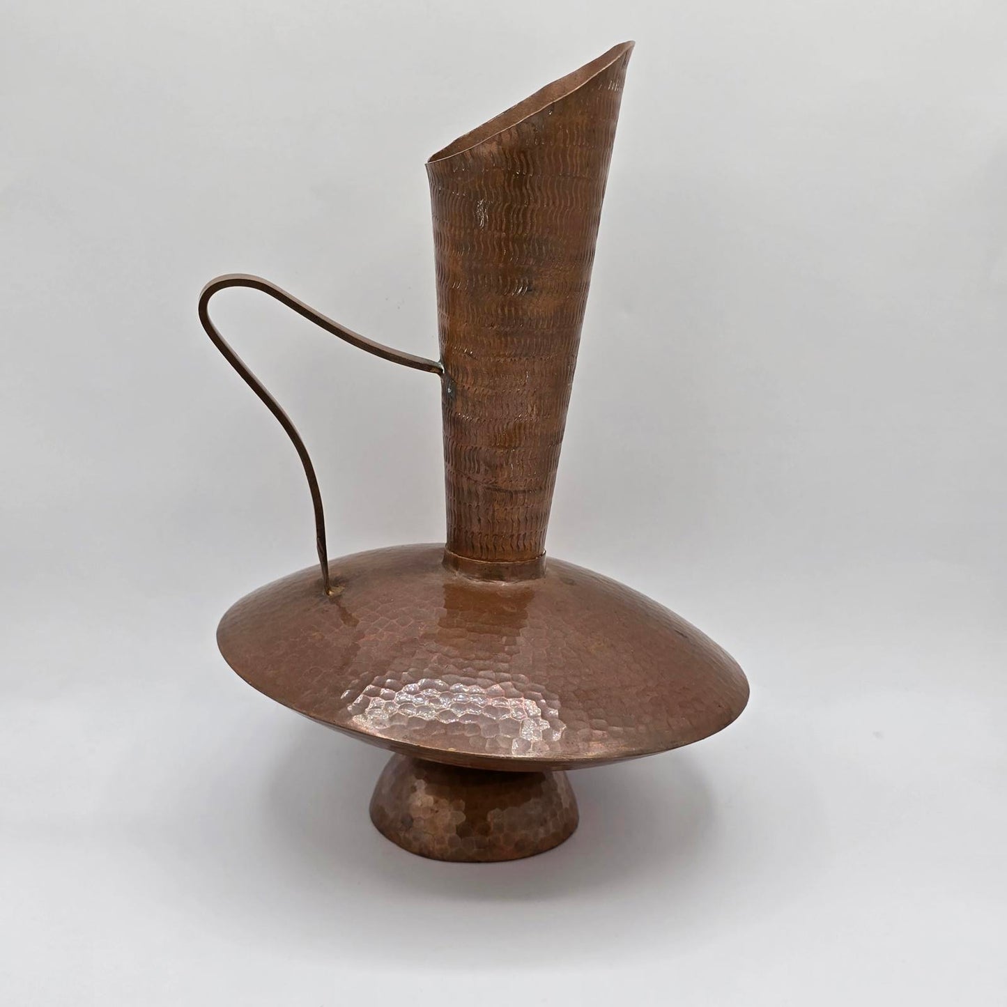 Vintage MCM Asymmetrical Hammered-Copper Pitcher