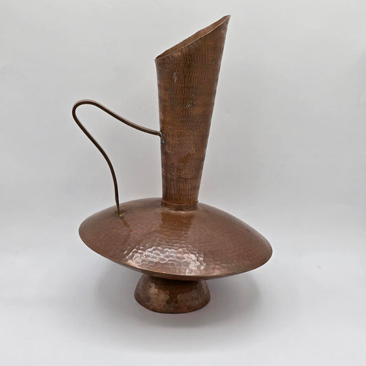 Vintage MCM Asymmetrical Hammered-Copper Pitcher